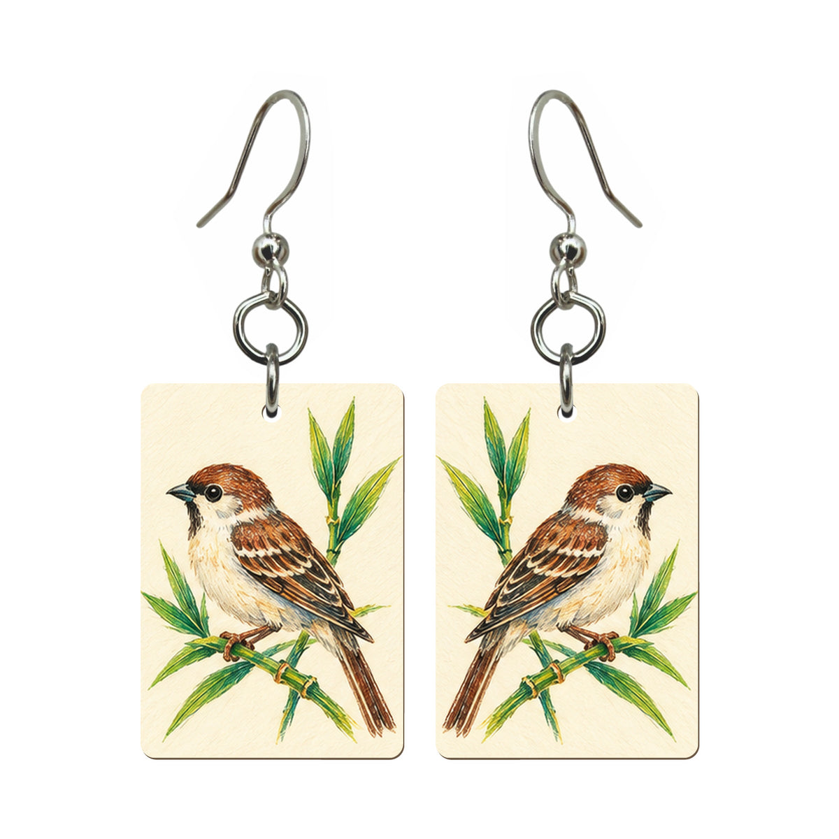 Pencil Bamboo Bamboo Bird Mahjong earrings FWMJ79