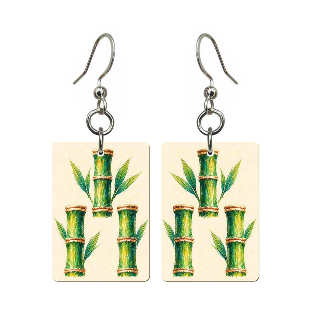 Pencil Bamboo Three Bamboo Mahjong earrings FWMJ80