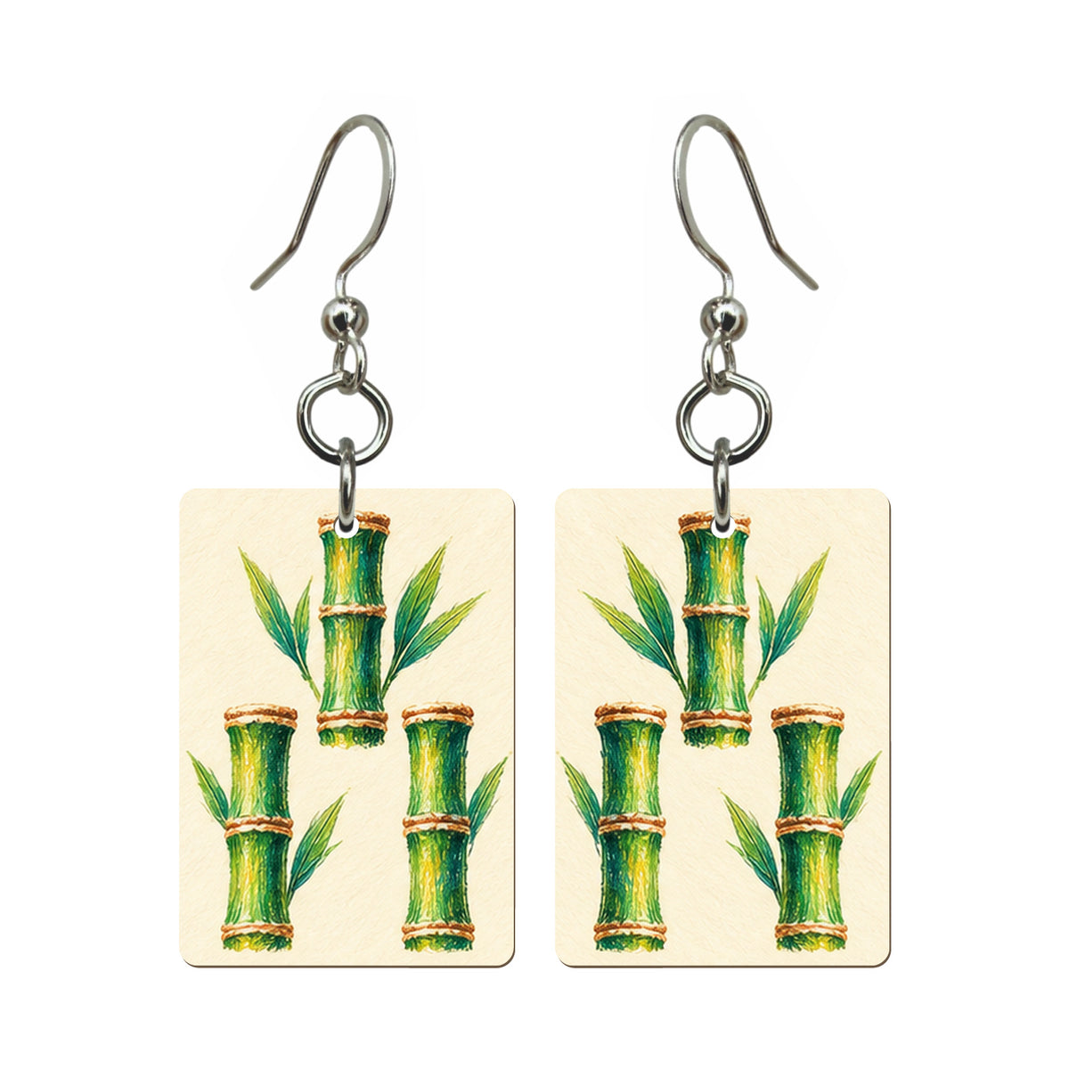 Pencil Bamboo Three Bamboo Mahjong earrings FWMJ80
