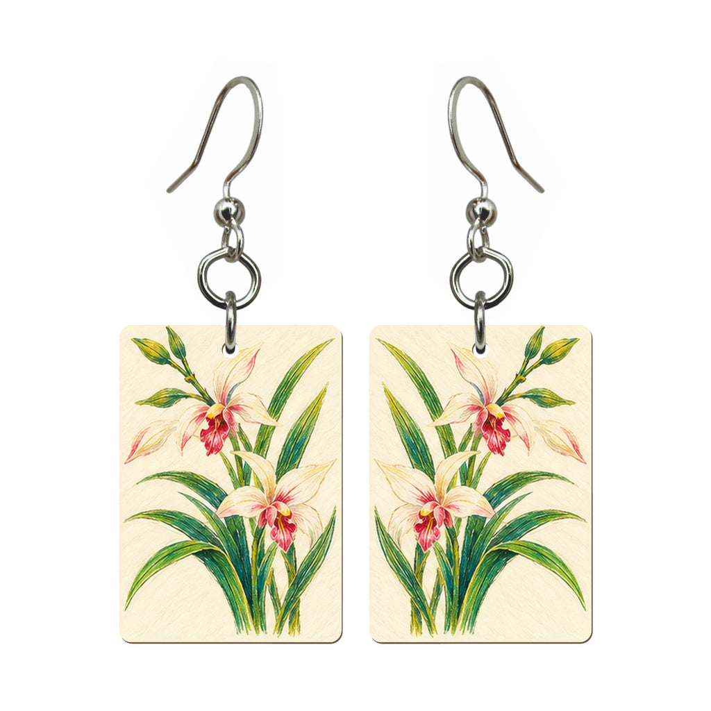 Pencil Bamboo Orchid Mahjong earrings FWMJ87
