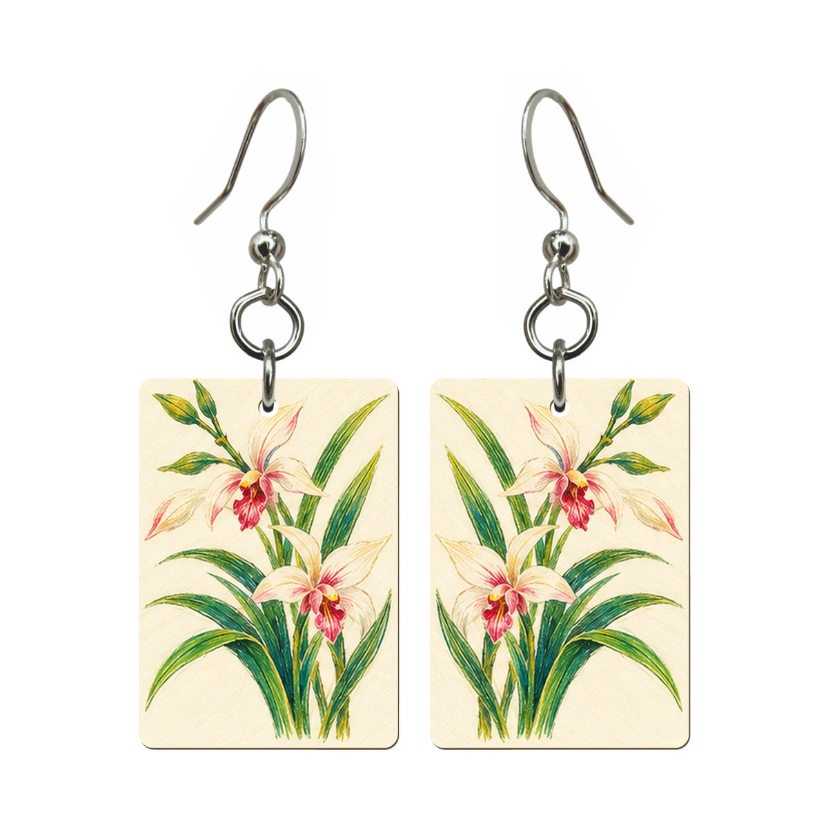 Pencil Bamboo Orchid Mahjong earrings FWMJ87