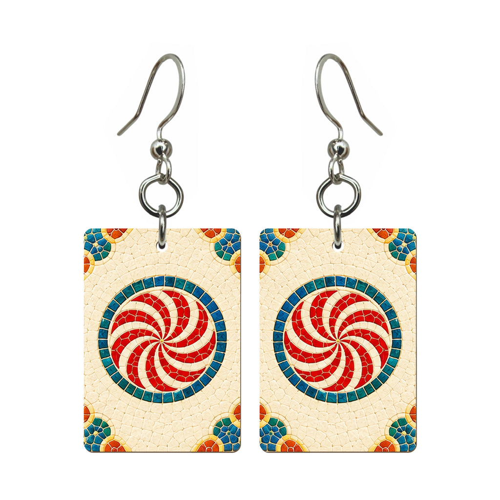 Mosaic Dragon One Dot Mahjong Earrings | FWMJ88 — earring pair