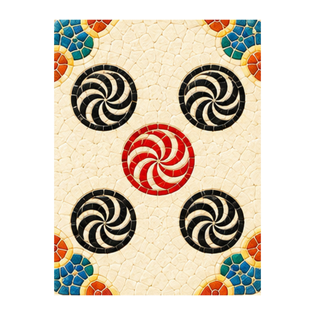 Mosaic Dragon Five Dot Mahjong Earrings | FWMJ89 — artwork detail