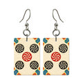 Mosaic Dragon Five Dot Mahjong Earrings | FWMJ89 — earring pair