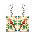 Mosaic Dragon Bamboo Bird Mahjong Earrings | FWMJ91 — earring pair