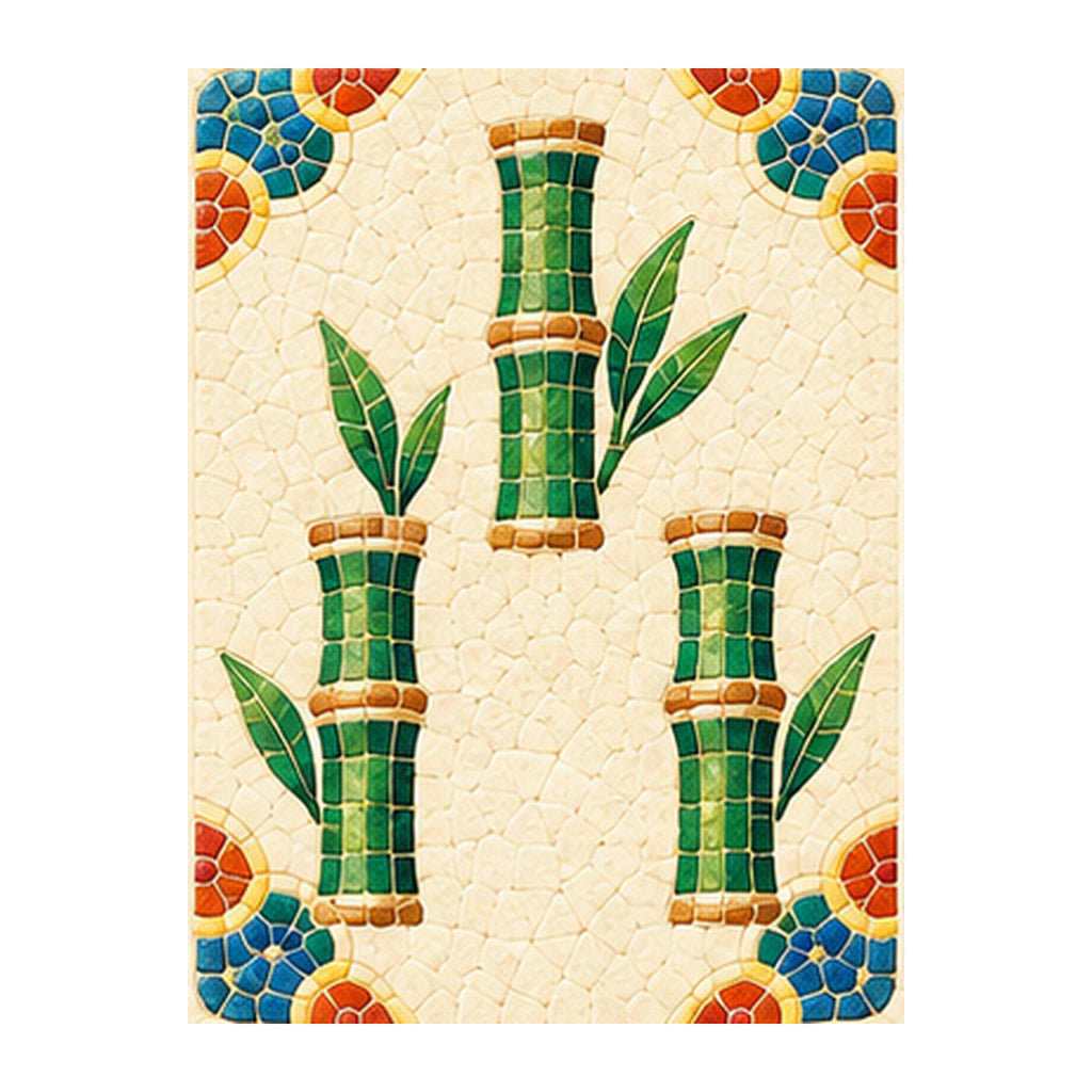 Mosaic Dragon Three Bamboo Mahjong Earrings | FWMJ92 — artwork detail