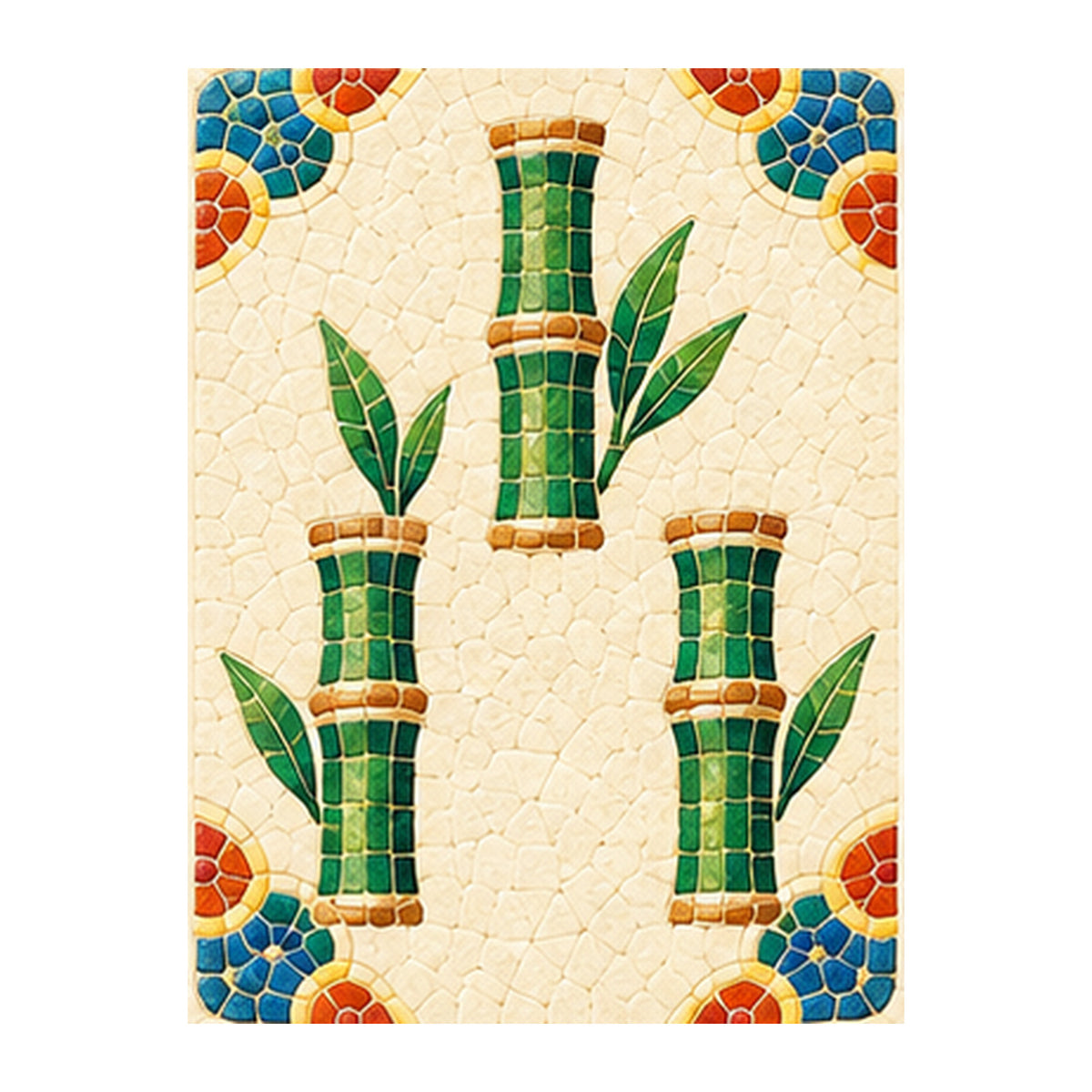 Mosaic Dragon Three Bamboo Mahjong Earrings | FWMJ92 — artwork detail