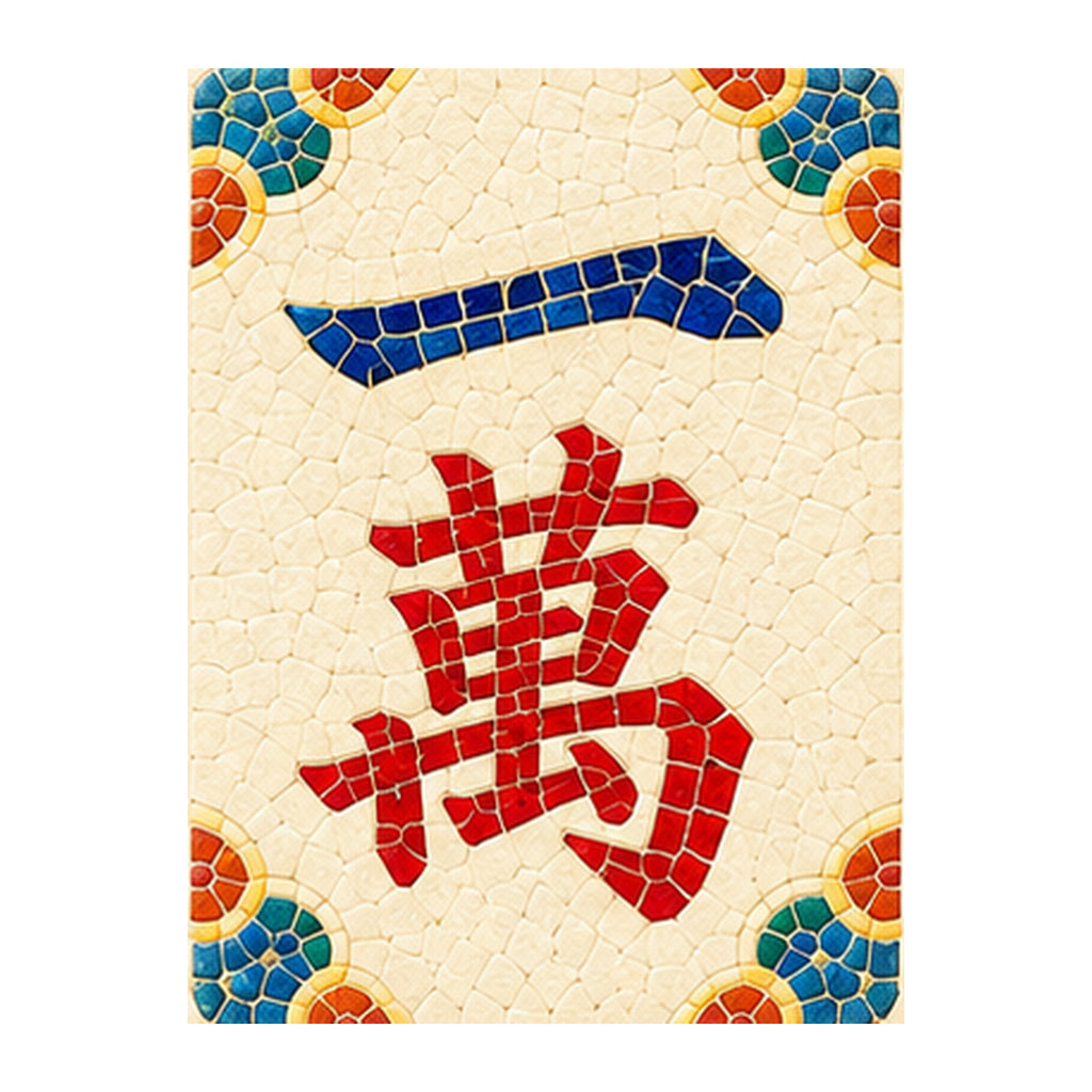 Mosaic Dragon One Character Mahjong Earrings | FWMJ93 — artwork detail