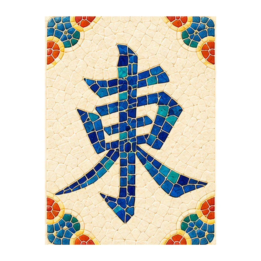 Mosaic Dragon East Wind Mahjong Earrings | FWMJ94 — artwork detail