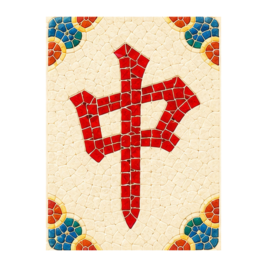 Mosaic Dragon Red Dragon Mahjong Earrings | FWMJ95 — artwork detail