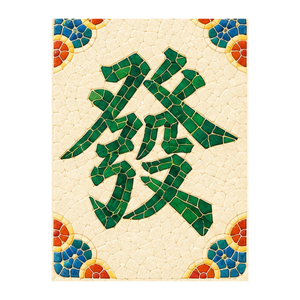 Mosaic Dragon Green Dragon Mahjong Earrings | FWMJ96 — artwork detail
