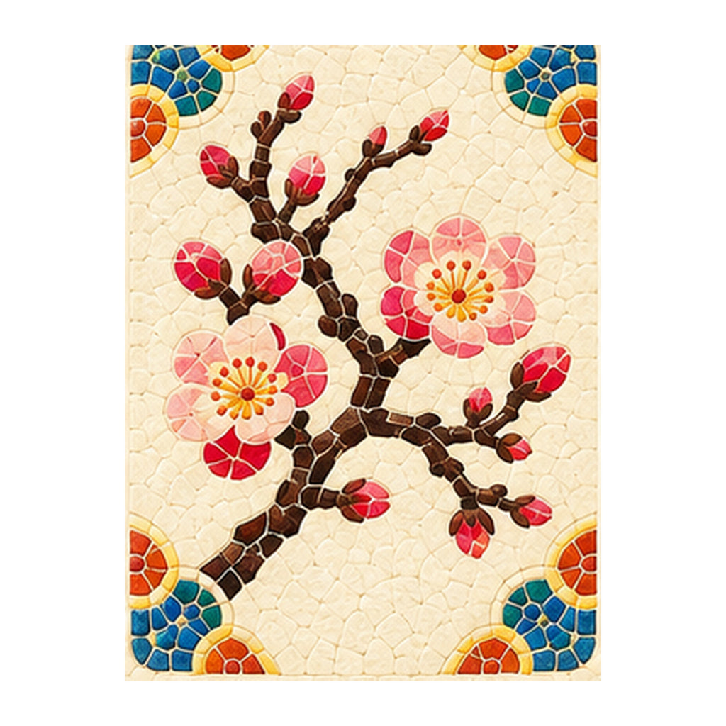 Mosaic Dragon Plum Blossom Mahjong Earrings | FWMJ98 — artwork detail