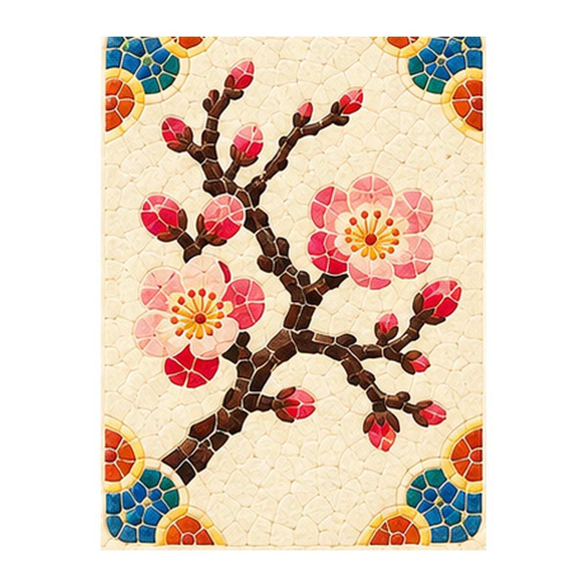 Mosaic Dragon Plum Blossom Mahjong Earrings | FWMJ98 — artwork detail