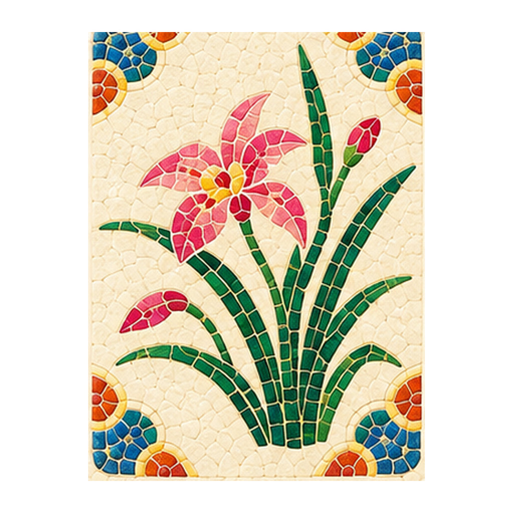 Mosaic Dragon Orchid Mahjong Earrings | FWMJ99 — artwork detail