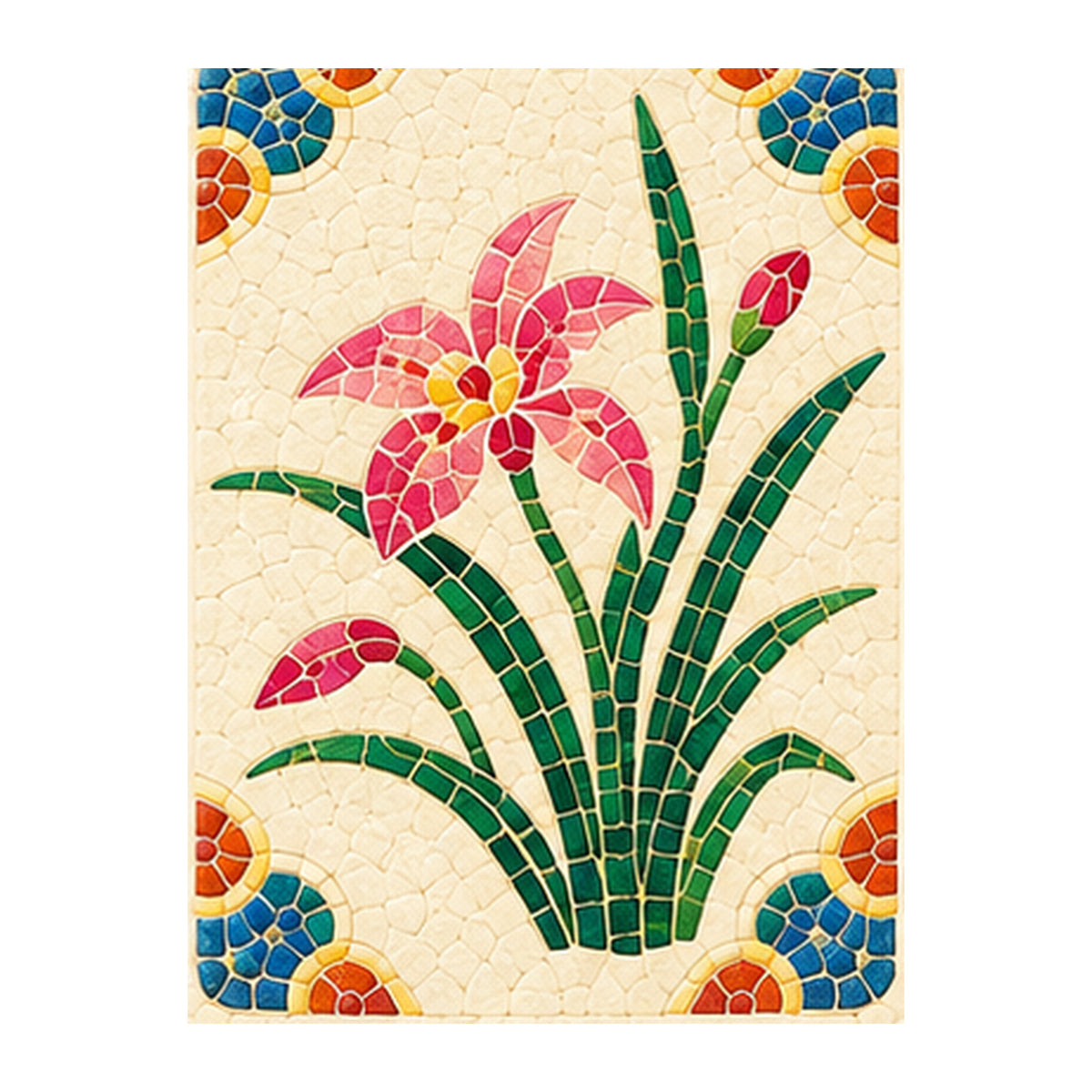 Mosaic Dragon Orchid Mahjong Earrings | FWMJ99 — artwork detail