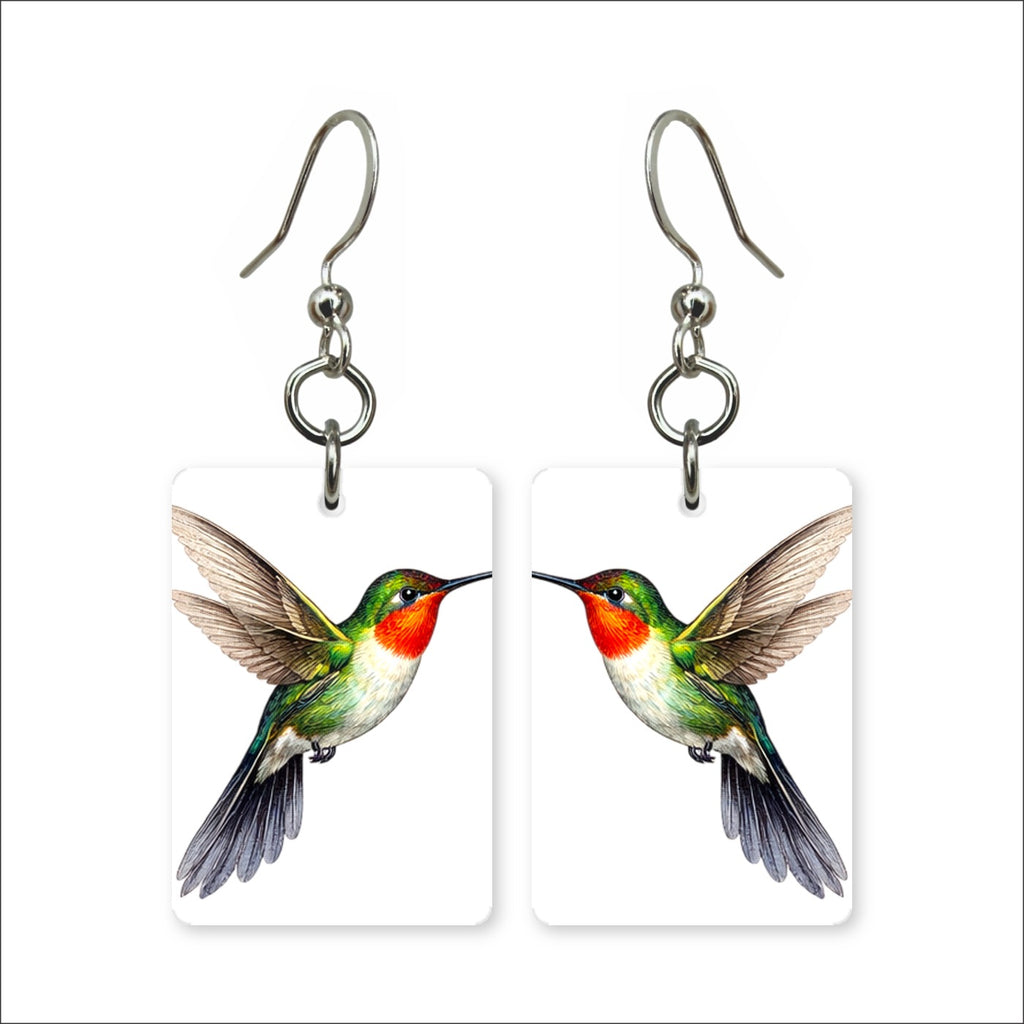 Ruby-Throat Hummingbird Earrings | FWP129H