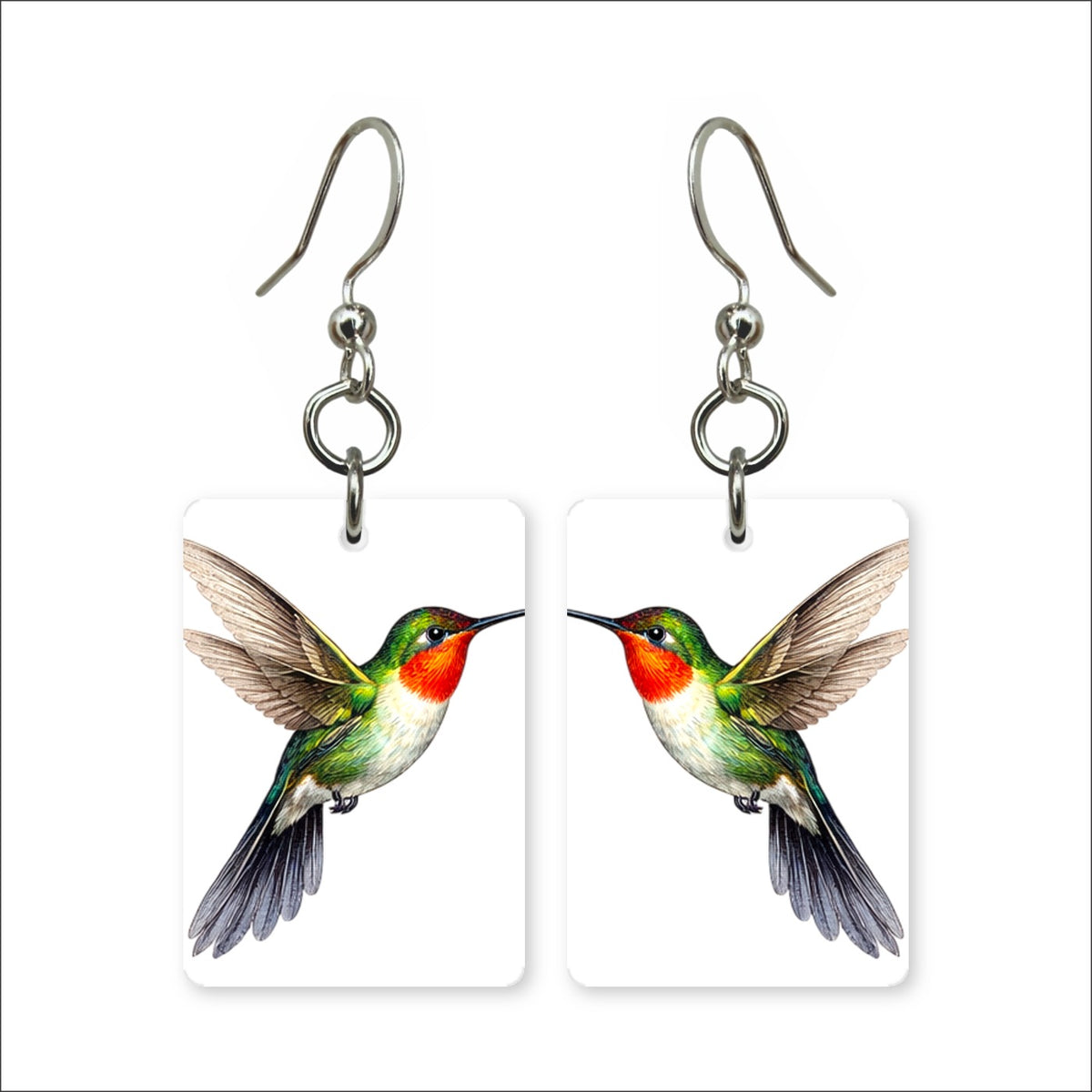 Ruby-Throat Hummingbird Earrings | FWP129H