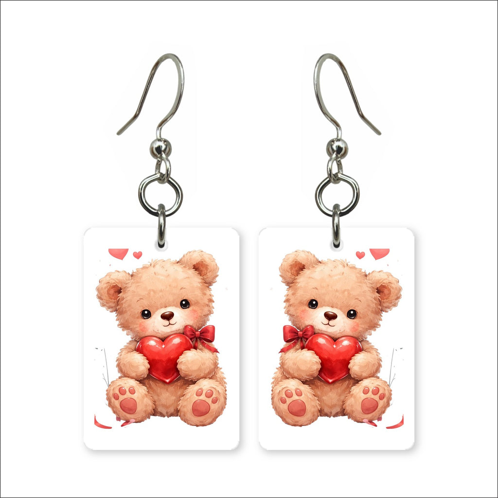 Heart Teddy Bear Earrings | FWP17B