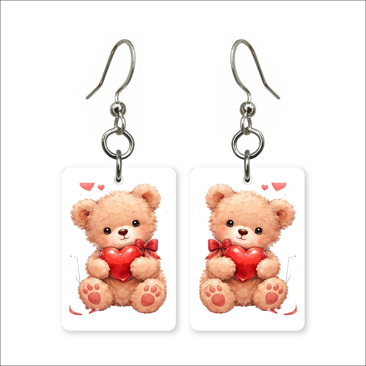 Heart Teddy Bear Earrings | FWP17B