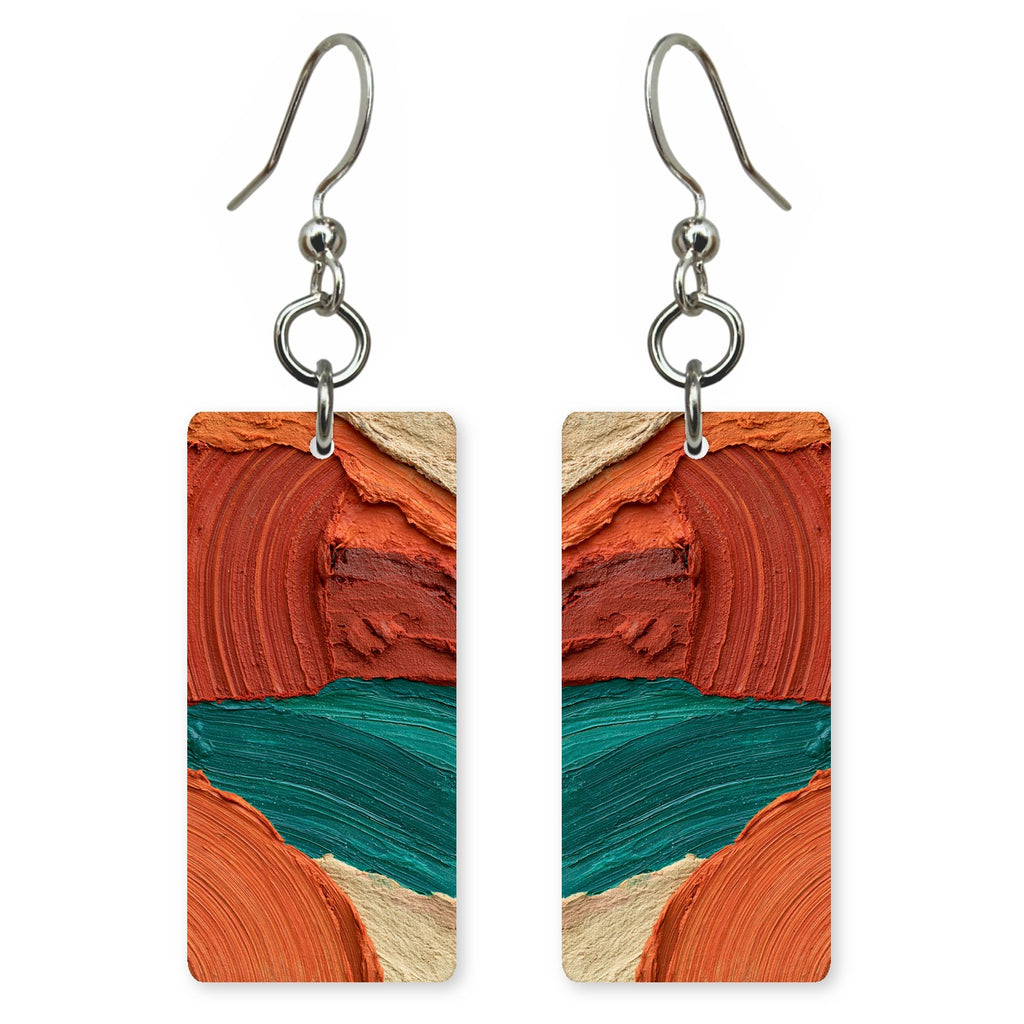 Terracotta Courage Over Teal Earrings | FWX1028