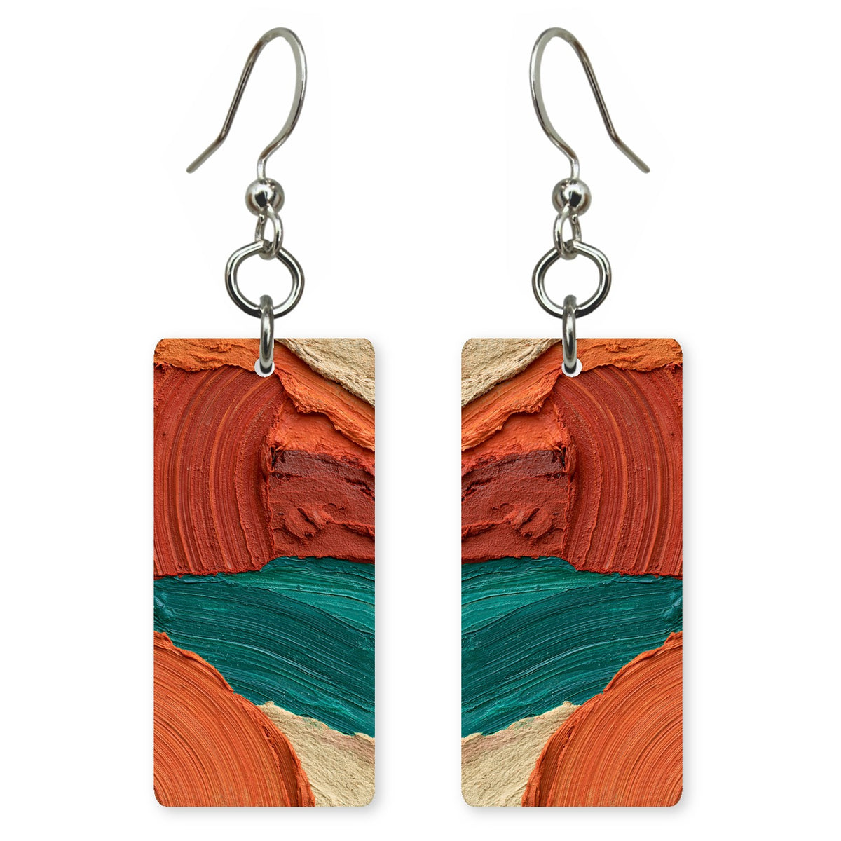 Terracotta Courage Over Teal Earrings | FWX1028