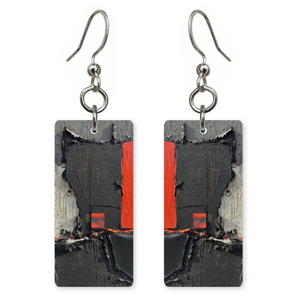 Charcoal Defiance Red-Edged Earrings | FWX1101