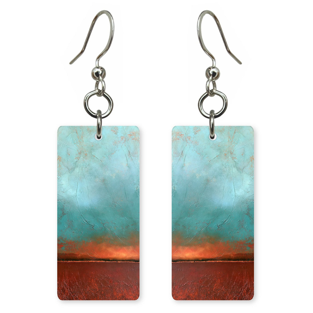 Aqua and Copper Relief Earrings | FWX1161