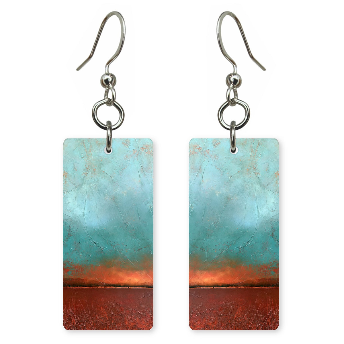 Aqua and Copper Relief Earrings | FWX1161