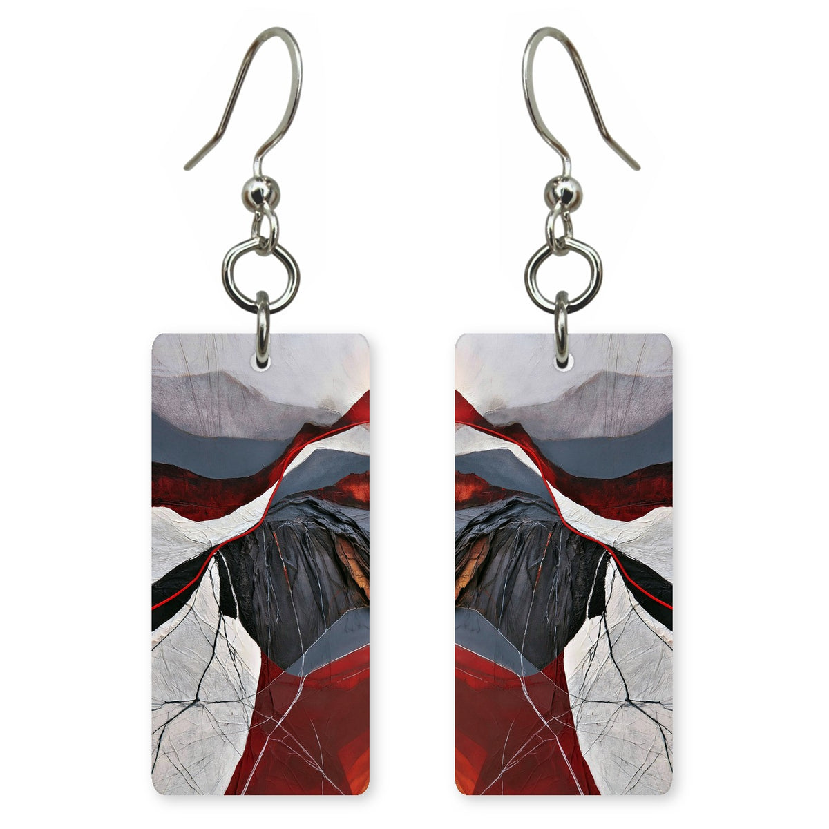 Slate and Crimson Mending Earrings | FWX1173