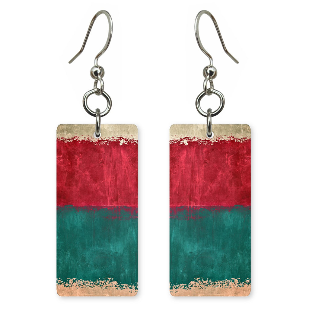 Crimson Over Teal Surrender Earrings | FWX1207