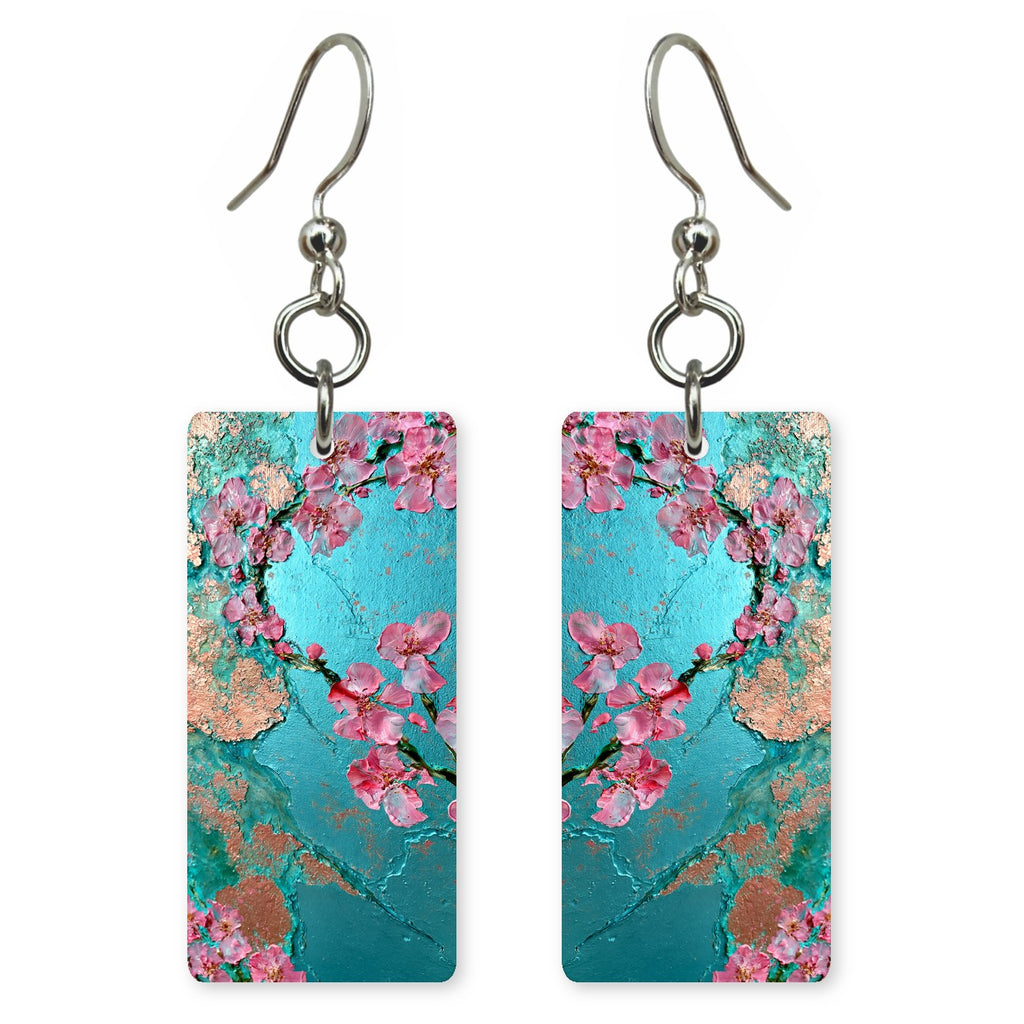 Pink Hope Over Teal Earrings | FWX134