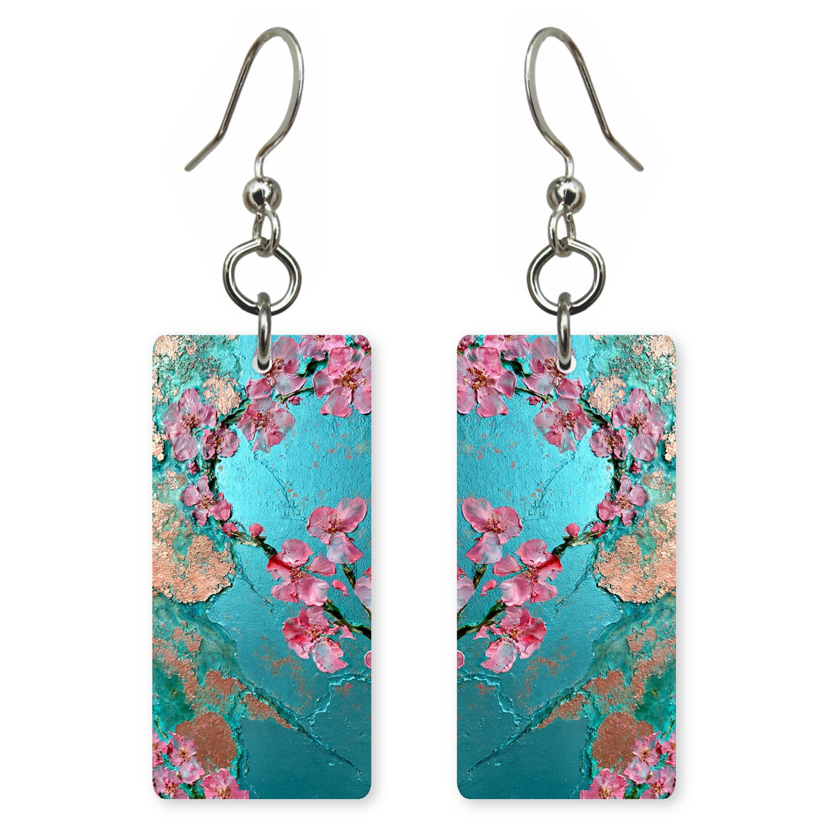 Pink Hope Over Teal Earrings | FWX134