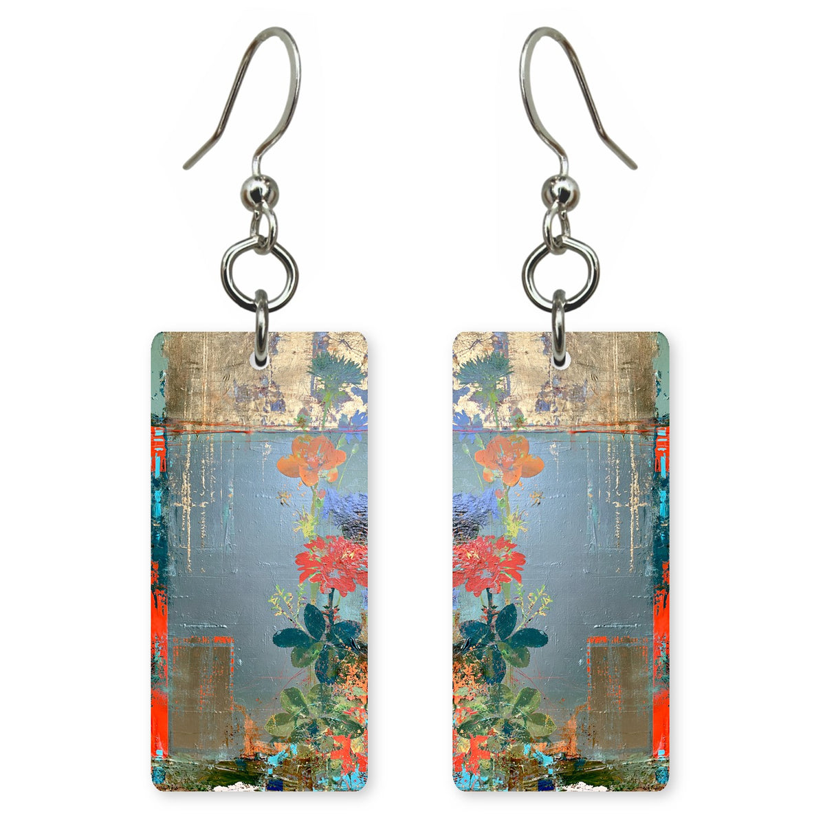 Slate and Coral Remembering Earrings | FWX139