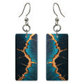 Black Teal Golden Mending Earrings | FWX1405