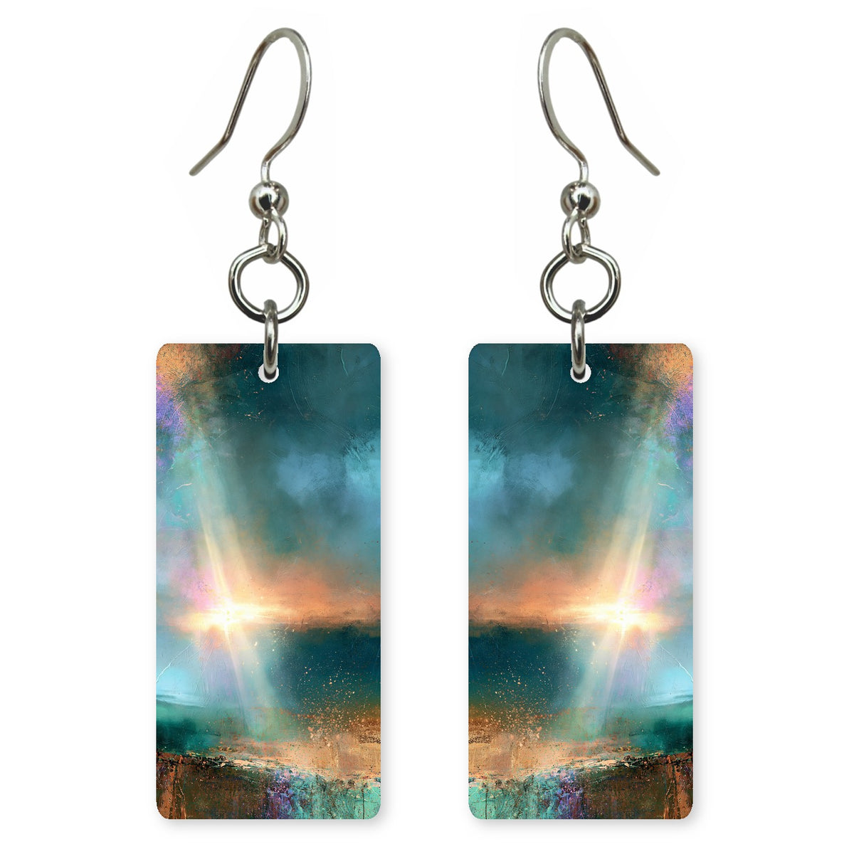 Teal Light Breaking Through Earrings | FWX1502