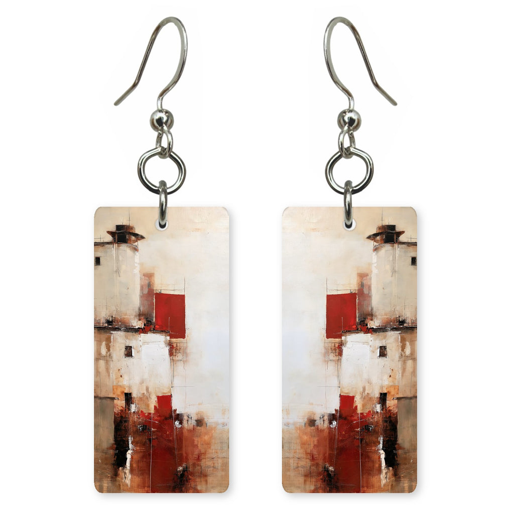 Rust and Cream Faded Home Earrings | FWX1770