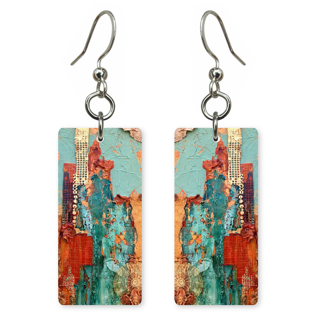 Weathered Turquoise Holding On Earrings | FWX1785