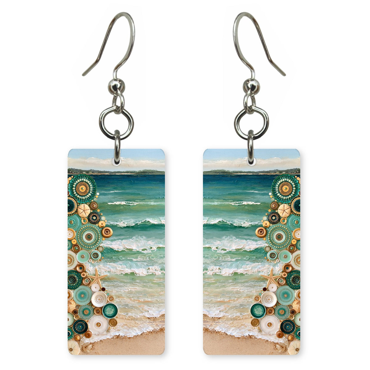 Teal Cream Joy Held Earrings | FWX1993