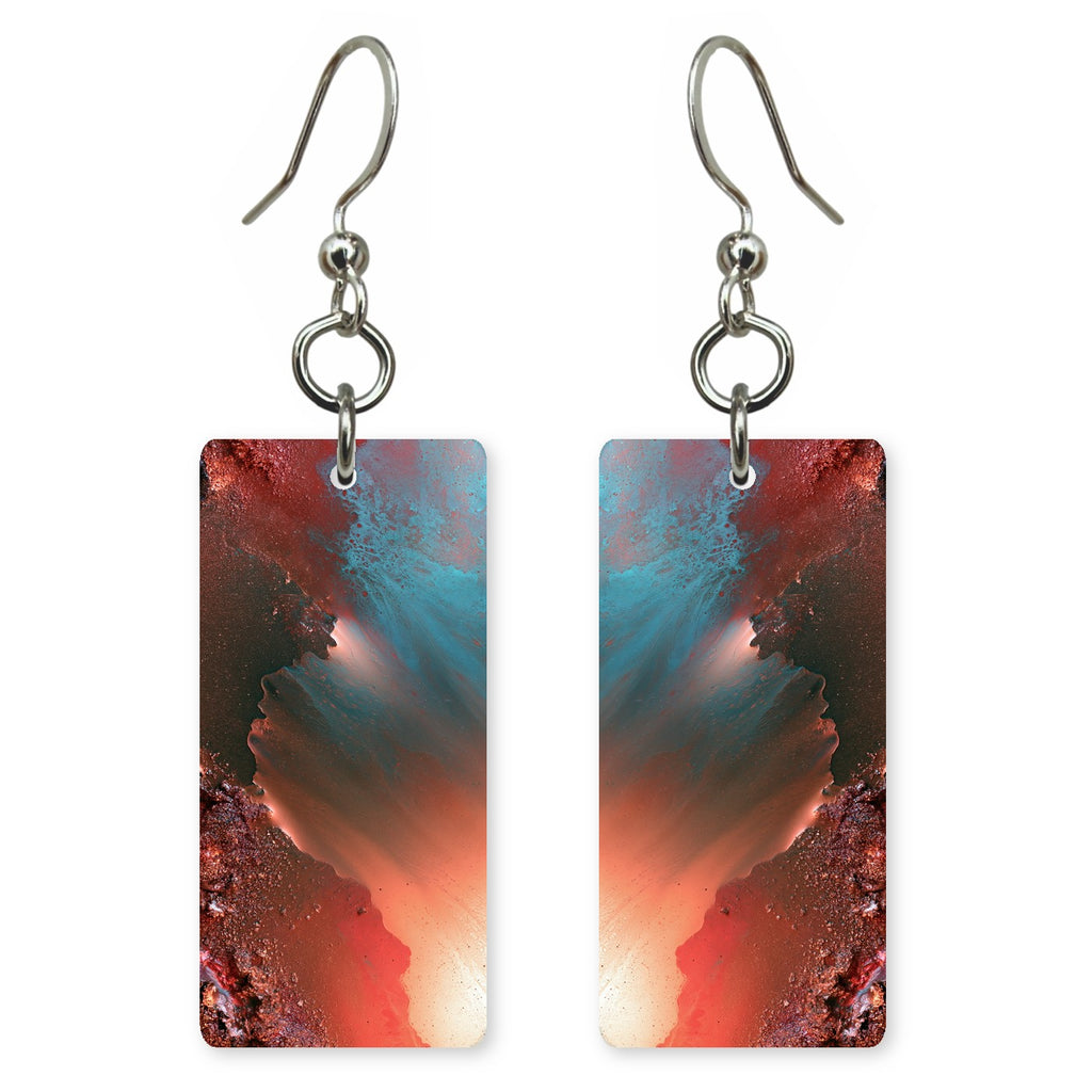 Red Courage Over Teal Earrings | FWX2005