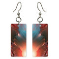 Red Courage Over Teal Earrings | FWX2005