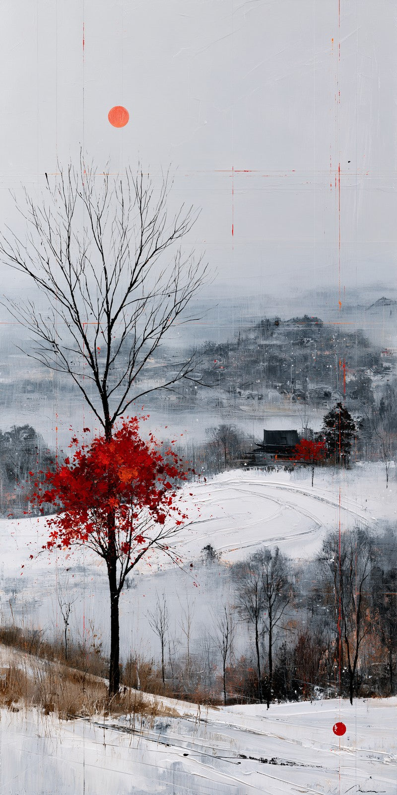 Snowfield Alone in Red Earrings | FWX2011