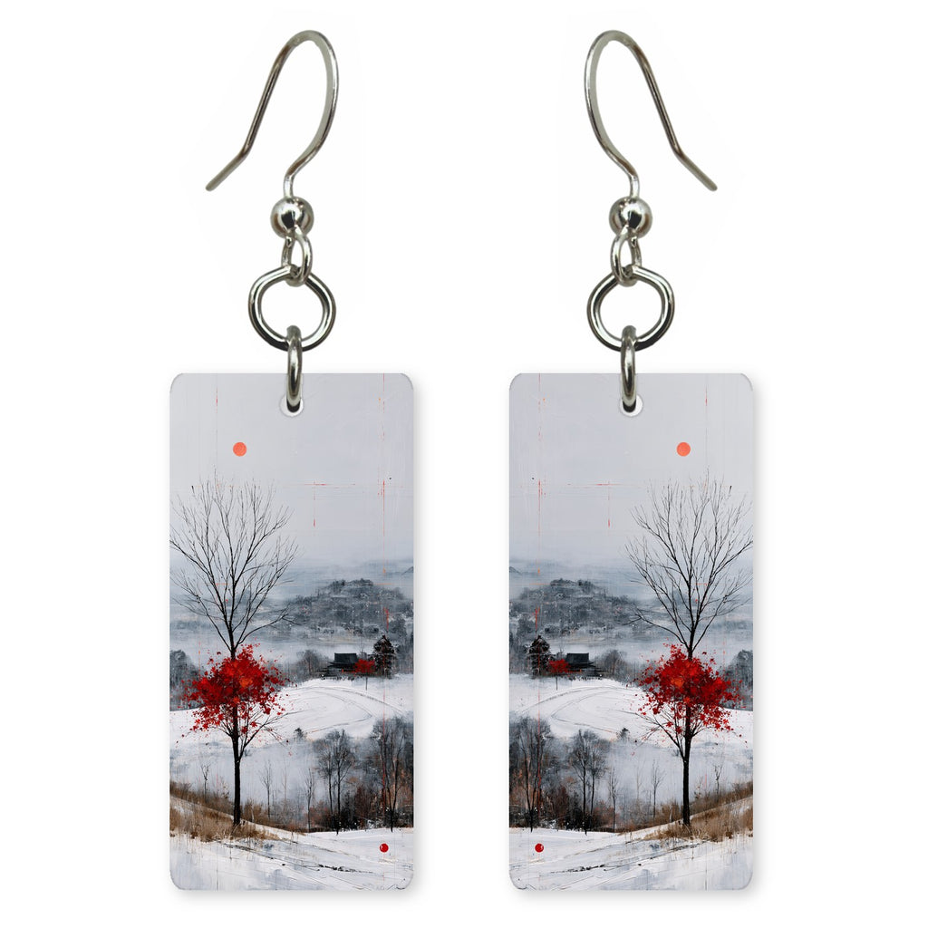 Snowfield Alone in Red Earrings | FWX2011