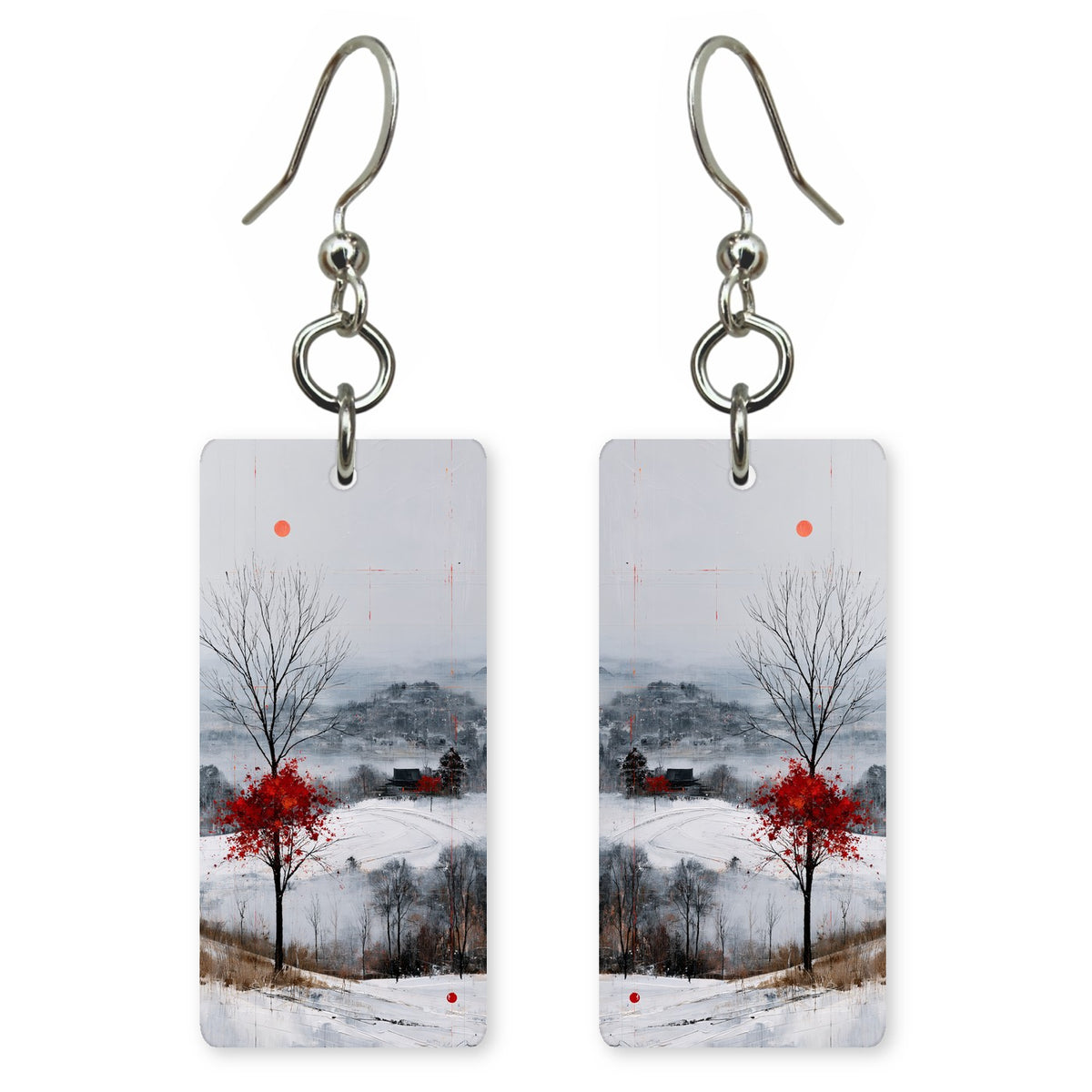 Snowfield Alone in Red Earrings | FWX2011