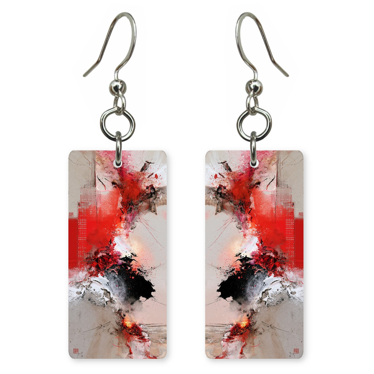Scarlet Gray Fury Earrings | FWX2049
