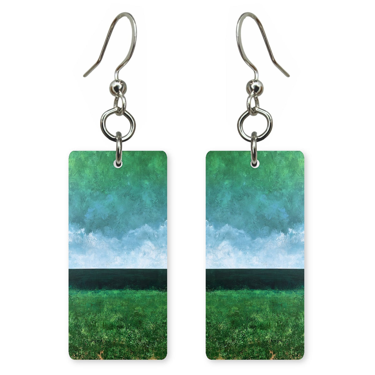 Emerald Teal Relief Earrings | FWX2097