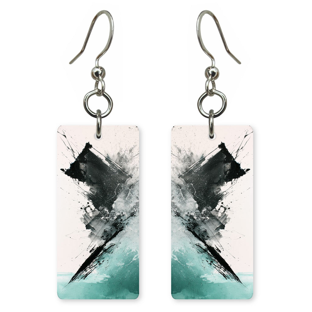 Charcoal Teal Shattering Earrings | FWX2450