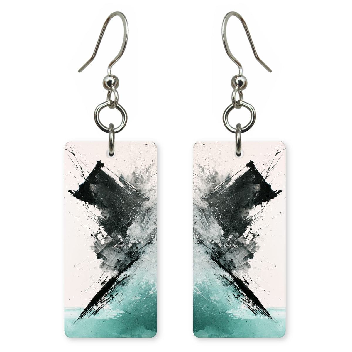 Charcoal Teal Shattering Earrings | FWX2450