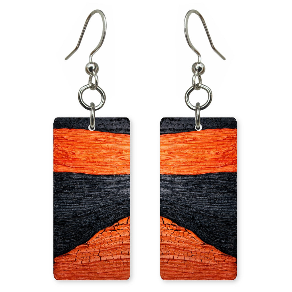 Charcoal and Orange Burden Earrings | FWX286