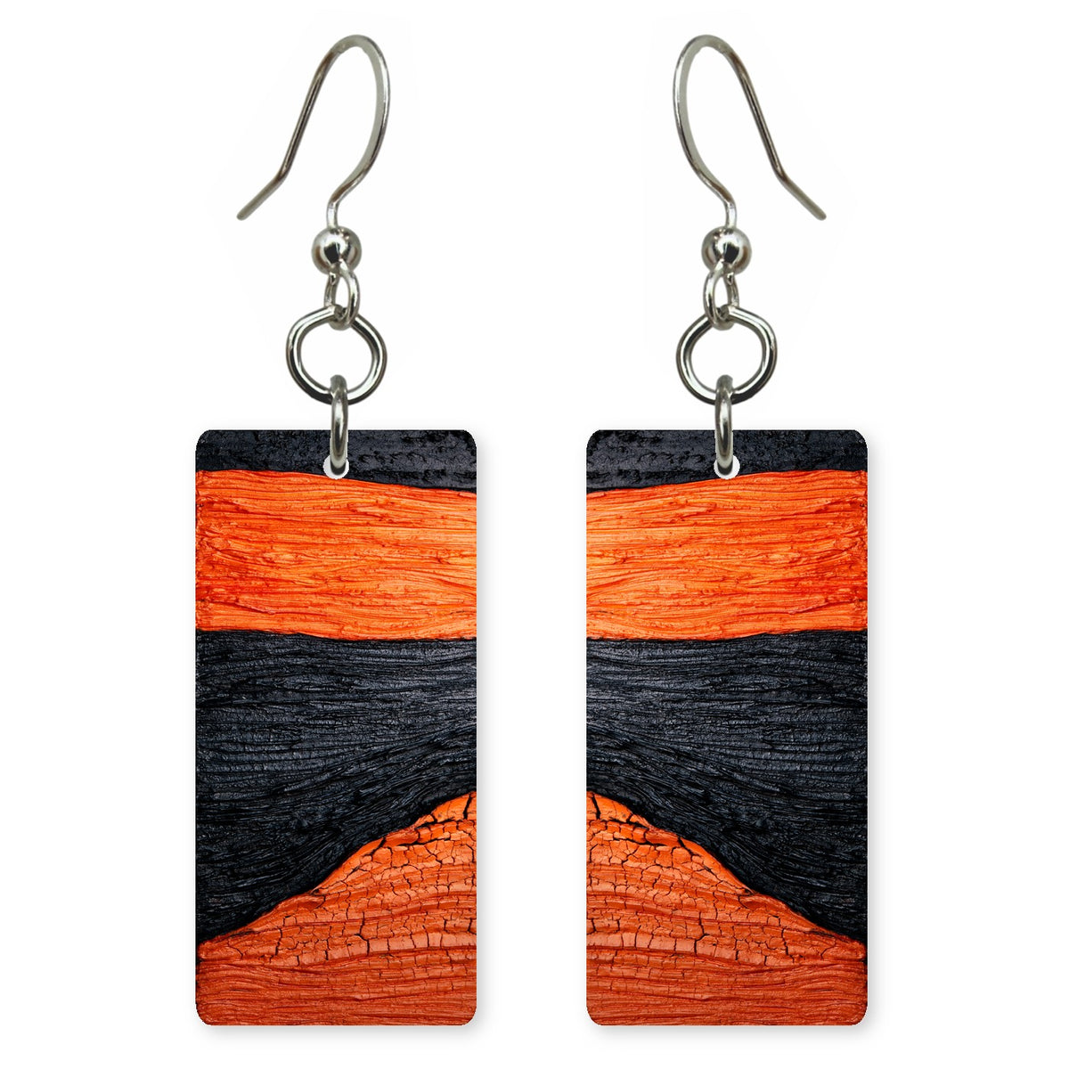Charcoal and Orange Burden Earrings | FWX286