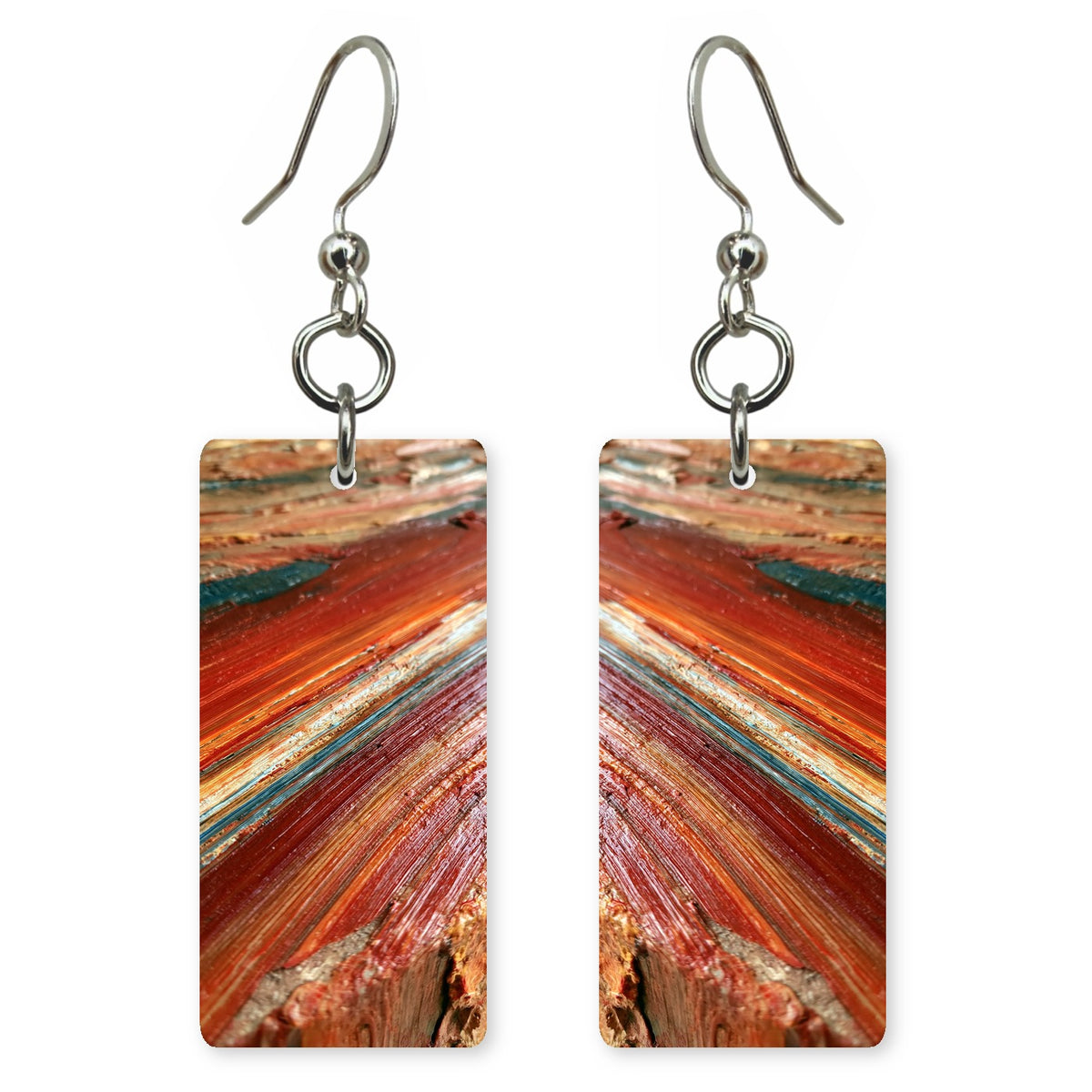 Rust and Teal Rawness Earrings | FWX440